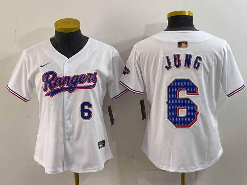 Womens Texas Rangers #6 Josh Jung Number White 2024 Gold Collection Limited Cool Base Jerseys->mlb womens jerseys->MLB Jersey